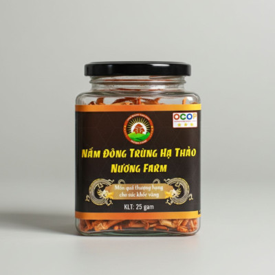 Nấm Đông Trùng Hạ Thảo Sấy Thăng Hoa Hiền Nương Farm 25gr - Đặc Sản An Giang